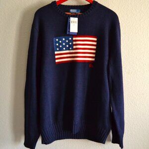 POLO RALPH LAUREN FLAG COTTON CREWNECK SWEATER- NWT
